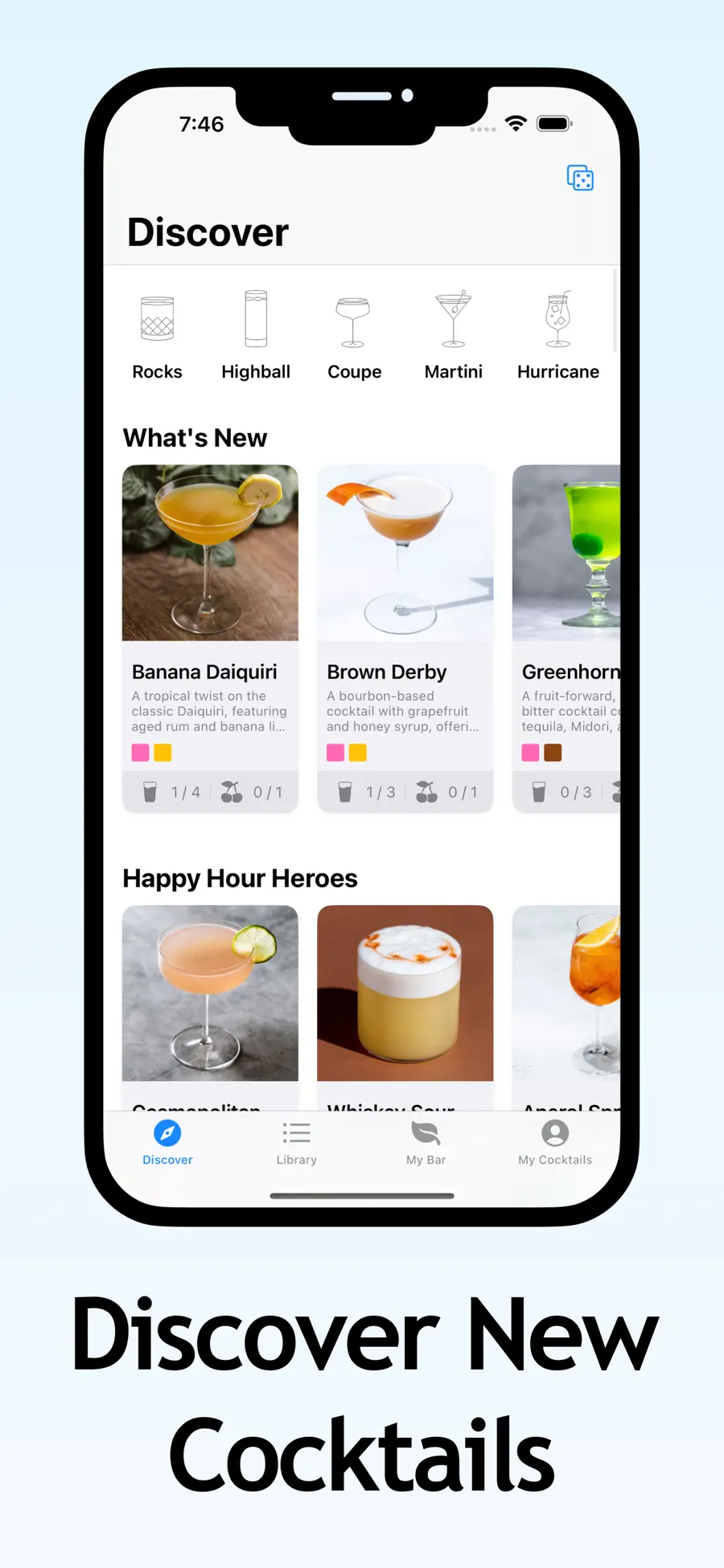 Discover, with glassware filters and curated collections
